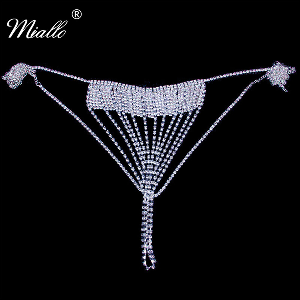 Laholla - Rhinestone Lettering Chain Thong