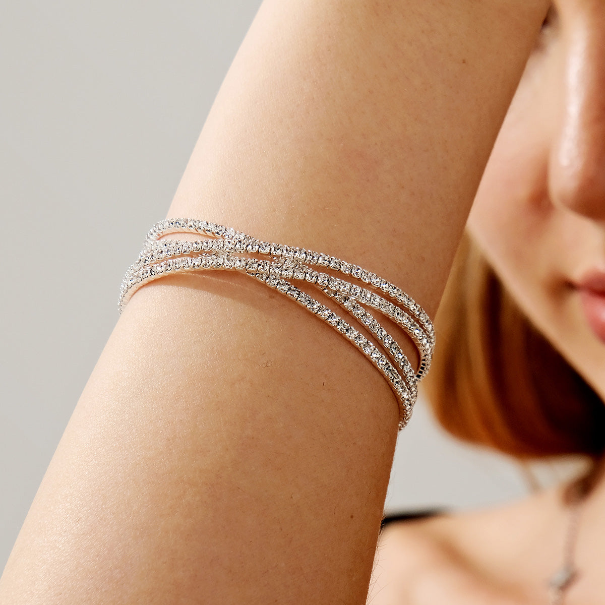 Miallo New Fashion Multi-Layer Cross-Wrapped Bracelet Claw Chain Rhinestone Open Cuff Wedding Bride Accessories BS-J5578