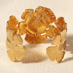 Load image into Gallery viewer, Miallo Vintage Simple Flower Shape Opening Bangles 18K Real Gold Plating Stainless Steel BanglesTrendy Personality Ladies Hand Jewelry BS-J5556G
