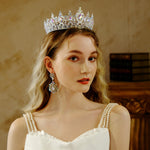Load image into Gallery viewer, Miallo Silver AB stone Women Crystal Headdress Prom Pageant Full Round Circle Crowns Vintage Baroque Tiara Crowns TS-J3148
