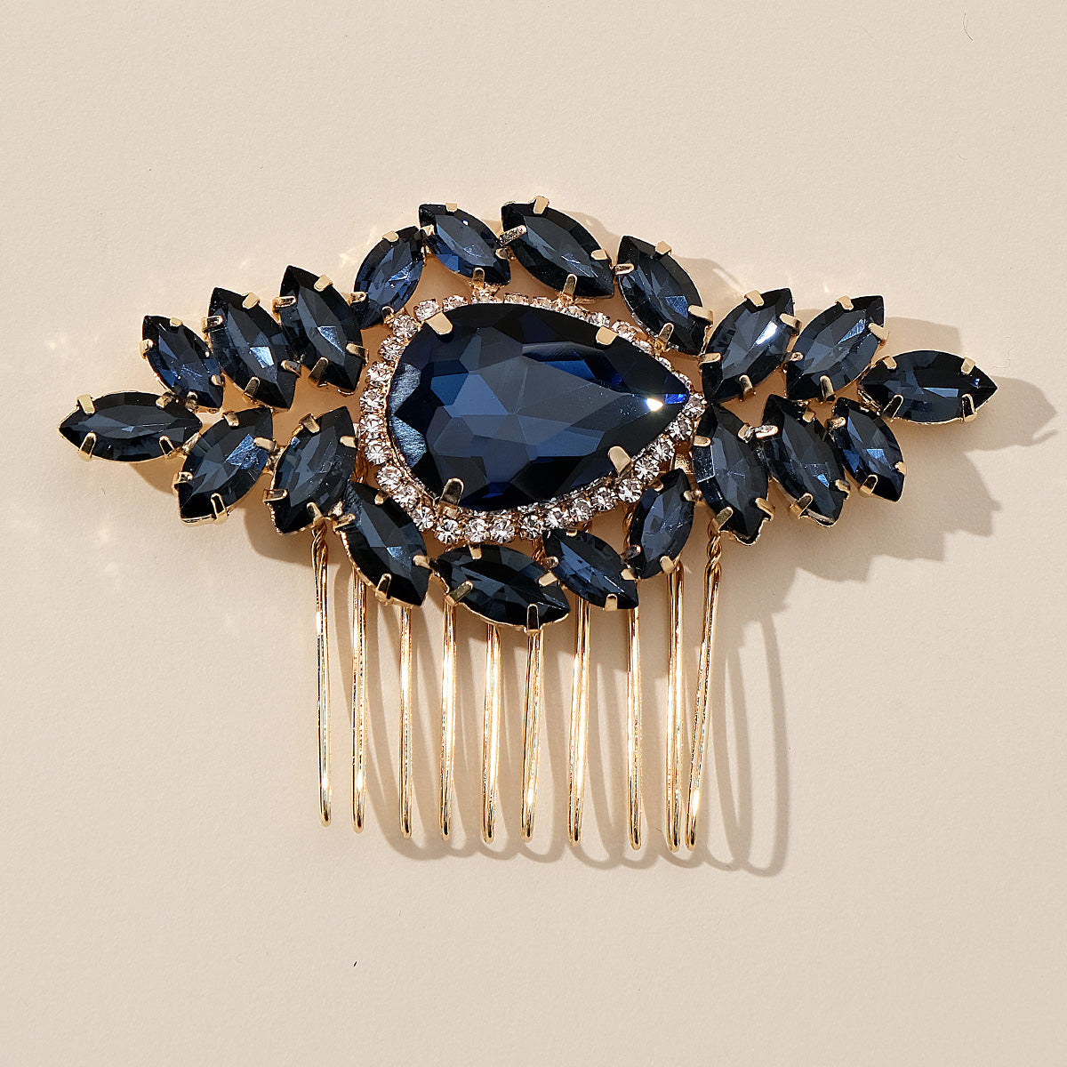 Miallo Luxury Fashion Handmade Wedding Party Hair Accessories Blue Color Crystal Bridal Hair Comb For Women And Girls HS-J7076GBLUE