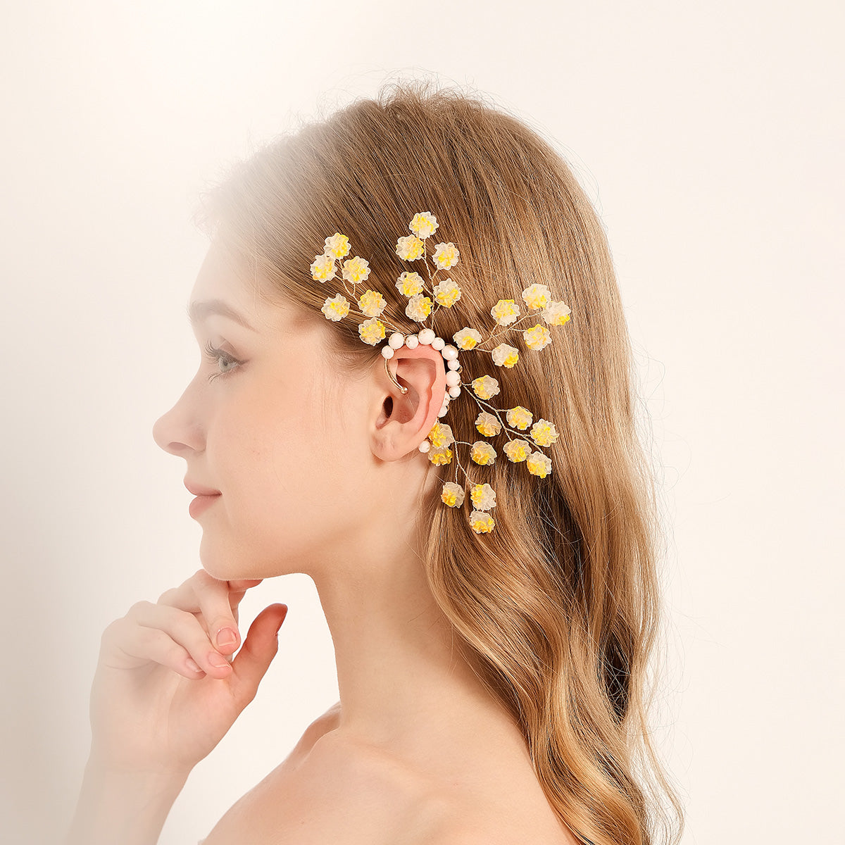 Miallo New Creative Style Yellow Resin Flower Earrings Wedding Bride Crystal Bead Elegant Handmade Ear Accessories For Women And Girls ERS-J4266G