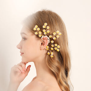 Miallo New Creative Style Yellow Resin Flower Earrings Wedding Bride Crystal Bead Elegant Handmade Ear Accessories For Women And Girls ERS-J4266G