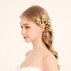 Miallo New Creative Style Yellow Resin Flower Earrings Wedding Bride Crystal Bead Elegant Handmade Ear Accessories For Women And Girls ERS-J4266G
