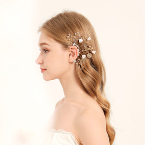Miallo Elf Fairy Ears Handmade Earrings Creative Heart Shape Pearl Hollowed Flower Leaf Handcraft Ear Accessories ERS-J4285G
