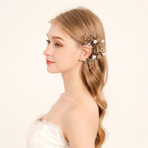 Miallo Elf Fairy Ears Handmade Earrings Creative Heart Shape Pearl Hollowed Flower Leaf Handcraft Ear Accessories ERS-J4285G