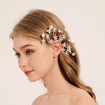 Load image into Gallery viewer, Miallo Delicate Handmade Rose Flower Branch Vine Leaf Elf Tassel Earrings Fashion Shiny Crystal Pearl Ear Jewelry ERS-J4283G
