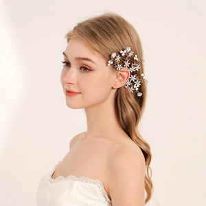 Miallo Delicate Handmade Rose Flower Branch Vine Leaf Elf Tassel Earrings Fashion Shiny Crystal Pearl Ear Jewelry ERS-J4283G