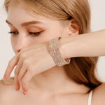 Load image into Gallery viewer, Miallo Shimmering Rhinestone Embellished Wide Bracelet Stylish for Women&#39;s Wedding Celebrations and Formal Events BS-J5481G
