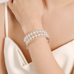 Load image into Gallery viewer, Miallo Stretch Bracelet Multi layer Crystals Pearl Elastic Opening Adjustable Size Spiral Wrap Bangle Band for Women Girls Wedding BS-J5484S

