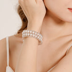 Load image into Gallery viewer, Miallo Stretch Bracelet Multi layer Crystals Pearl Elastic Opening Adjustable Size Spiral Wrap Bangle Band for Women Girls Wedding BS-J5484S
