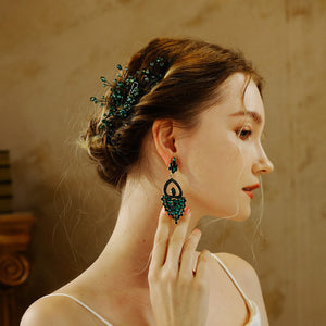 Miallo Exquisite handmade green crystal hair comb vintage Wedding Bride Accessories For Women HS-J6471