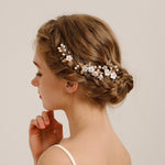 Load image into Gallery viewer, Miallo Delicate Rhinestone White Porcelain Flower Hairpins Sticks Styling Pins Wedding Bridal U Shaped Hair Fork HS-J7021G
