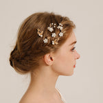 Load image into Gallery viewer, Miallo Vintage Pearl Flower Hair Pins (5pcs/pack) Gold Leaves Delicate Handmade Crystal Wedding Hair Accessories HS-J6990G
