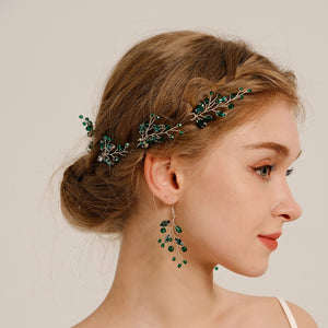 Miallo New Crystal Diamond Leaf Handcrafted Bridal Hairpin Set (5 pcs/set) Hair Accessories Hair Comb For Wedding Earrings HS-J7085SBLUE