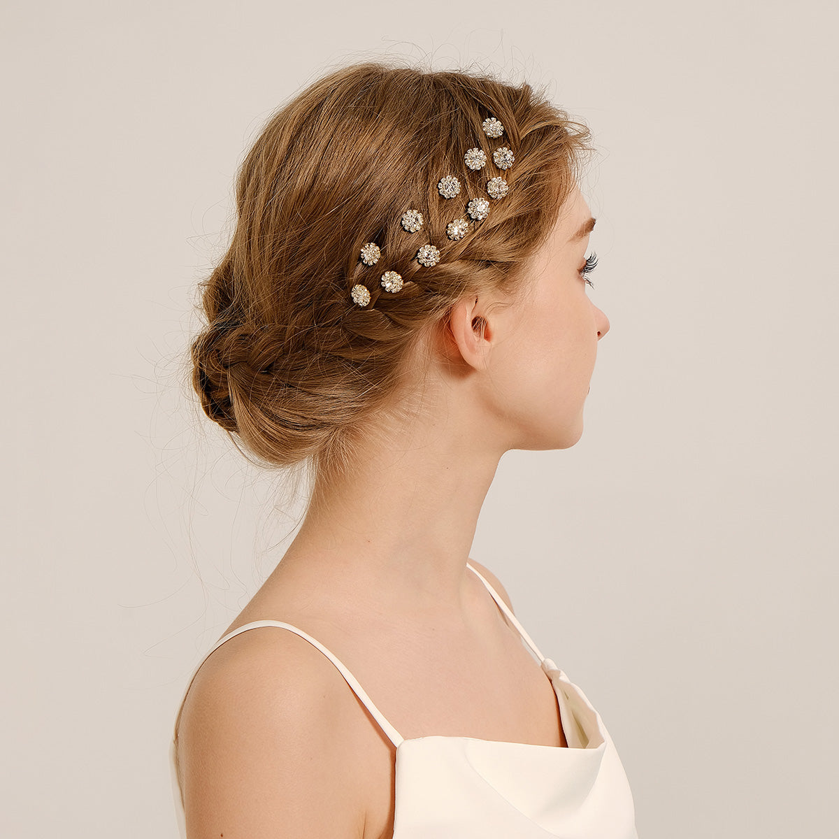 Miallo Exquisite Shiny Rhinestone Flower U Shaped Hairpins (12pcs/pack) Bridal Wedding Hair Accessories For Women and Girls HS-J3841