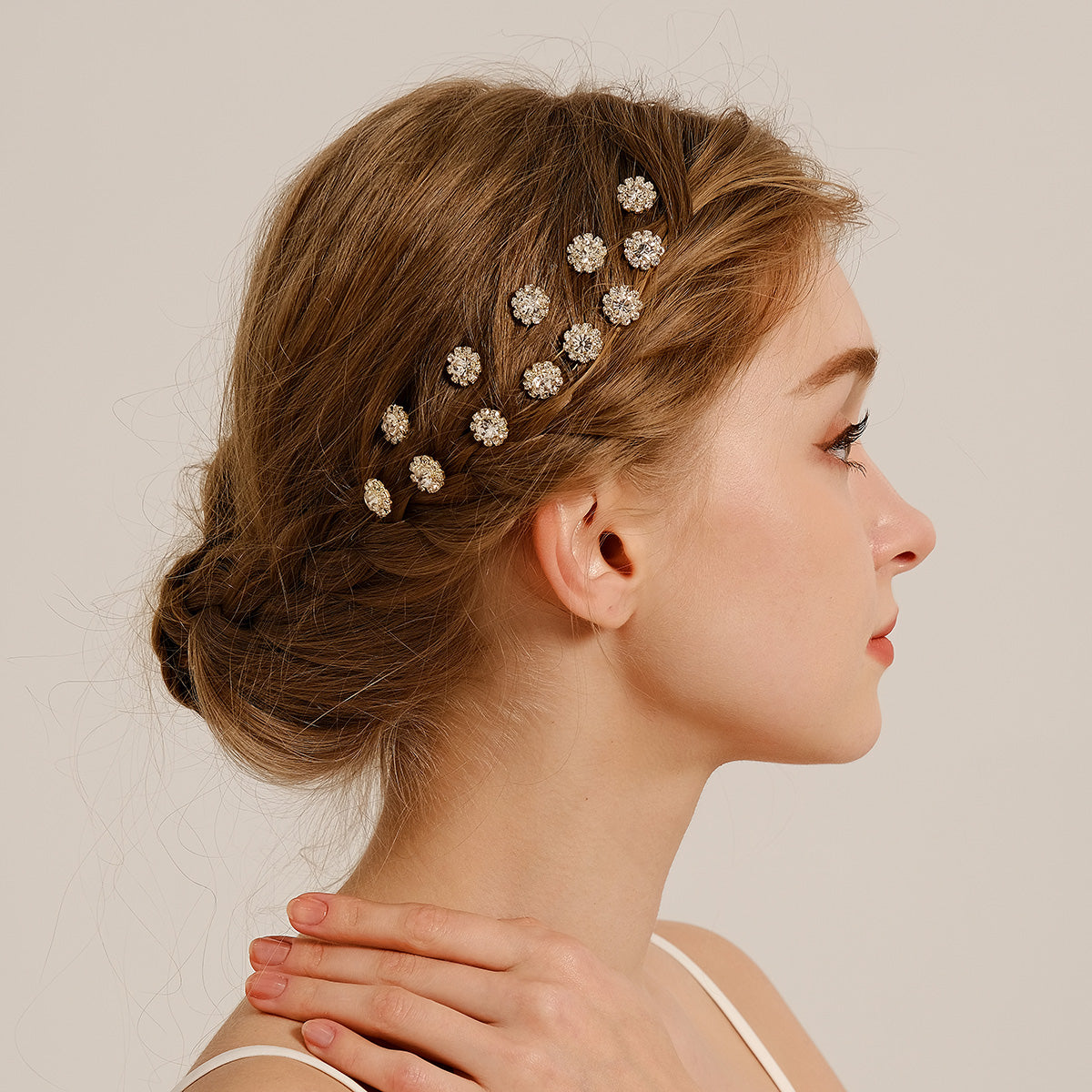 Miallo Exquisite Shiny Rhinestone Flower U Shaped Hairpins (12pcs/pack) Bridal Wedding Hair Accessories For Women and Girls HS-J3841