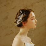 Load image into Gallery viewer, Miallo Gold Metal Flower With Rhinestones Leaves Crystal Floral Handmade Bridal Hair Clip Headpieces Hair Comb For Wedding HS-J6294
