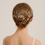 Load image into Gallery viewer, Miallo Gold 4Pcs/set Ceramic Flower Bridal Hair Comb Pin Handmade Rhinestone Pearl Side Comb Wedding Set Elegant Fashion Hair Jewelry HS-J7073G
