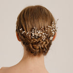 Load image into Gallery viewer, Miallo Gold 4Pcs/set Ceramic Flower Bridal Hair Comb Pin Handmade Rhinestone Pearl Side Comb Wedding Set Elegant Fashion Hair Jewelry HS-J7073G
