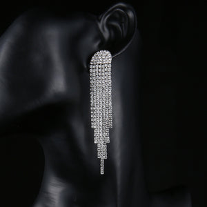 Miallo Newest Bohemia Silver Color Crystal Alloy Tassel Women Drop Earrings Wedding Bride Bridesmaids Dangle Earrings ERS-J3012