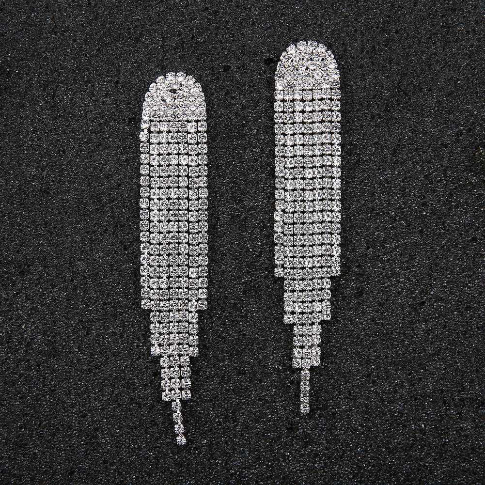 Miallo Newest Bohemia Silver Color Crystal Alloy Tassel Women Drop Earrings Wedding Bride Bridesmaids Dangle Earrings ERS-J3012