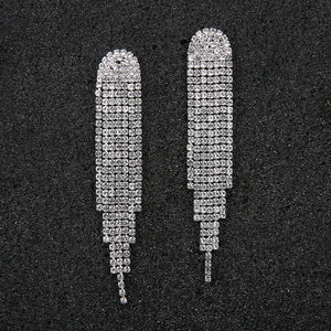 Miallo Newest Bohemia Silver Color Crystal Alloy Tassel Women Drop Earrings Wedding Bride Bridesmaids Dangle Earrings ERS-J3012