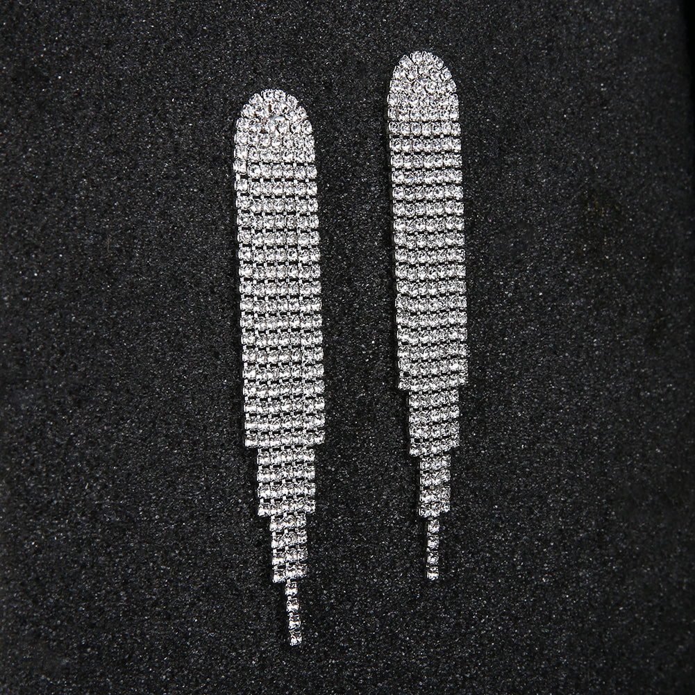 Miallo Newest Bohemia Silver Color Crystal Alloy Tassel Women Drop Earrings Wedding Bride Bridesmaids Dangle Earrings ERS-J3012