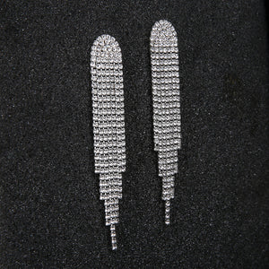 Miallo Newest Bohemia Silver Color Crystal Alloy Tassel Women Drop Earrings Wedding Bride Bridesmaids Dangle Earrings ERS-J3012