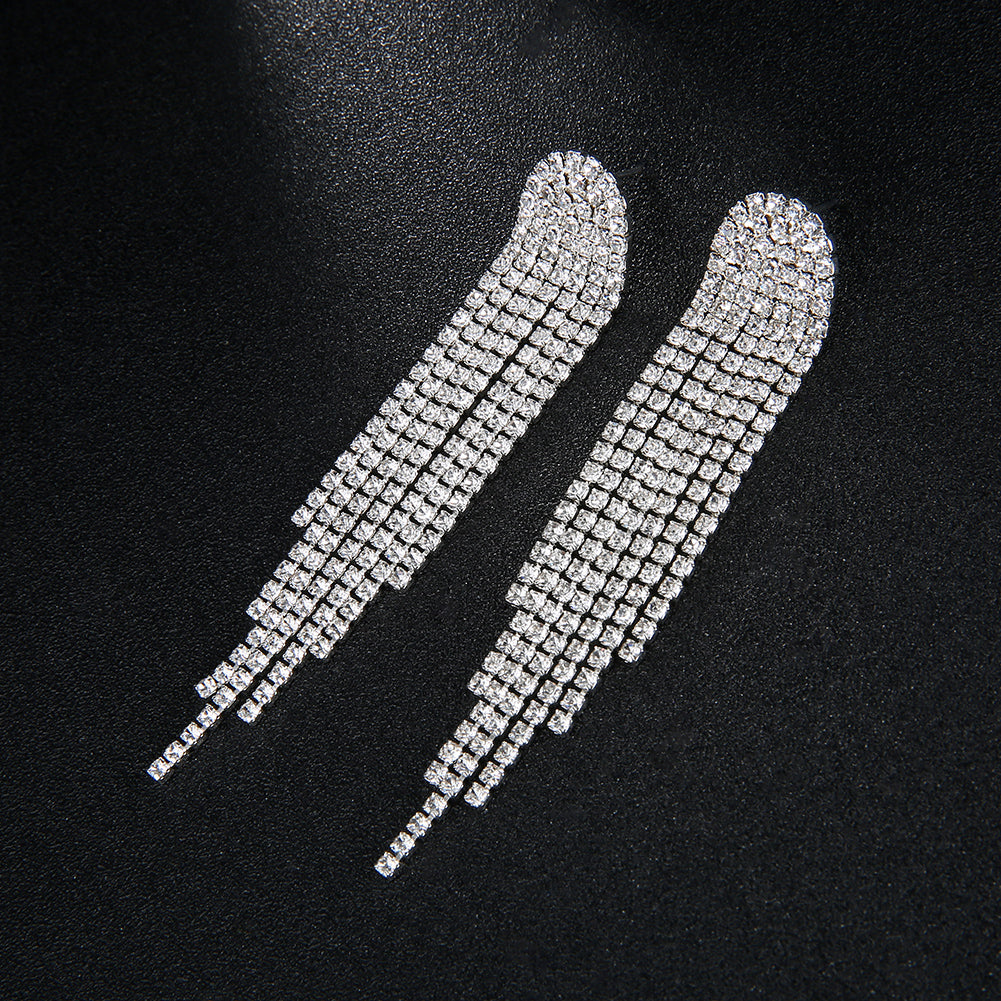 Miallo Newest Bohemia Silver Color Crystal Alloy Tassel Women Drop Earrings Wedding Bride Bridesmaids Dangle Earrings ERS-J3012
