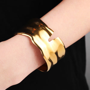 Miallo New Irregular Opening Bangles Fashion Simple Ladies Hand Jewelry 18K Real Gold Plating Stainless Steel Bangles BS-J5557G