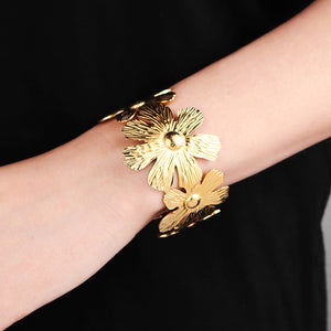 Miallo New Arrival Stainless Steel 18k Gold Plated Bangles Women Creative Fashion Sunflower Hand Jewelry BS-J5553G