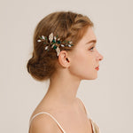 Load image into Gallery viewer, Miallo Vintage Gold Leaves and Crystal Side Comb for Wedding Elegant Green Rhinestones Bridal Hair Accessories HS-J7146GGREEN
