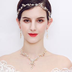 Miallo Elegant Pearl Rhinestone Leaf Hair Band Bridal Fashion Flower Hair Accessories For Girls Birthday Gift HS-J4694