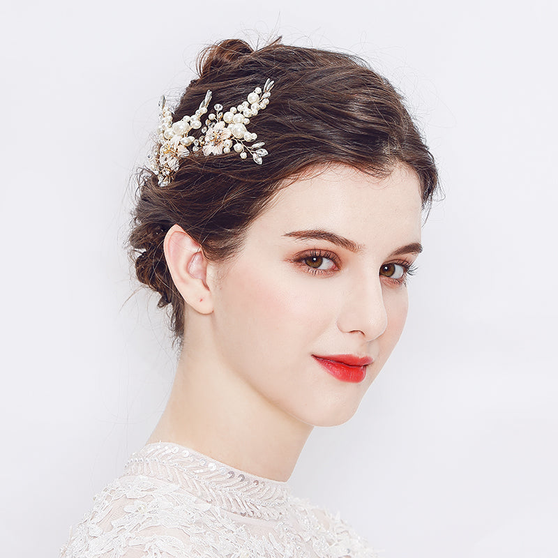 Miallo Exquisite Rhinestone Flower Pearl Hair Comb Fashion Gorgeous Crystal Hair Accessories For Wedding HS-J4412