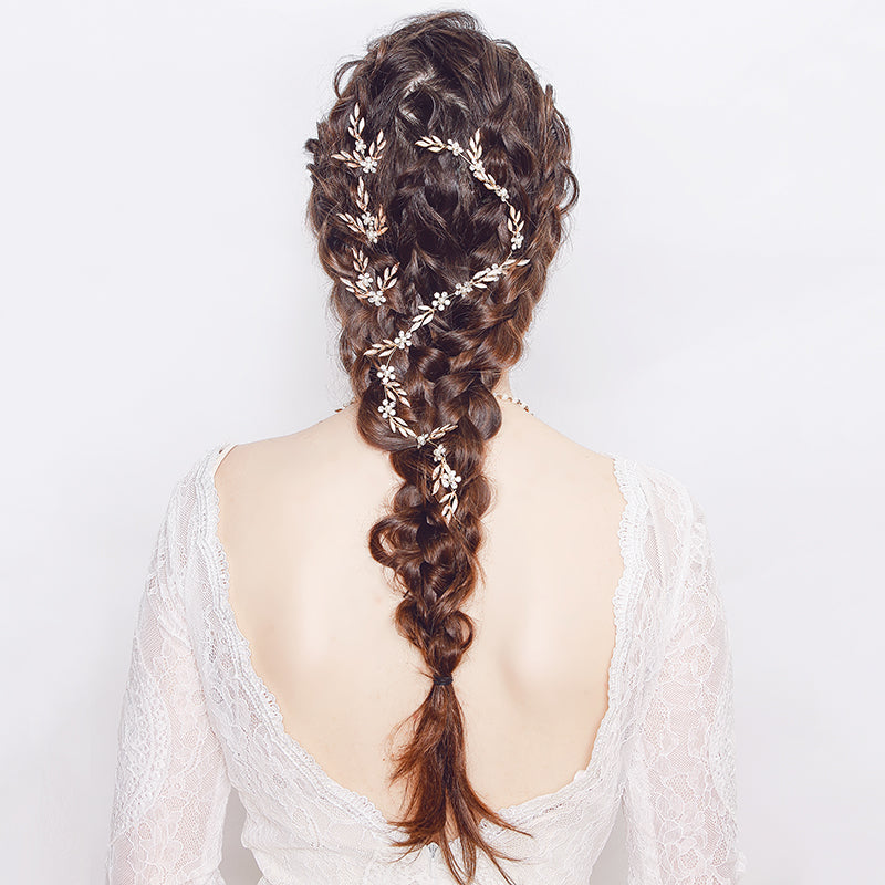 Miallo Elegant Pearl Rhinestone Leaf Hair Band Bridal Fashion Flower Hair Accessories For Girls Birthday Gift HS-J4694