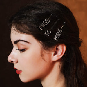 Miallo Exquisite Bling Crystal Hair Clip (3 pcs/pack) Letter Hair Accessories Elegant Bride Wedding Rhinestone Hair Jewelry HS-J6275