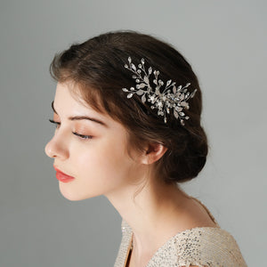 Miallo High Quality Handmade Metal Leaf side Hair comb &nbsp;Crystal pearl Headpieces Bridal Wedding hair Accessories HS-J6203
