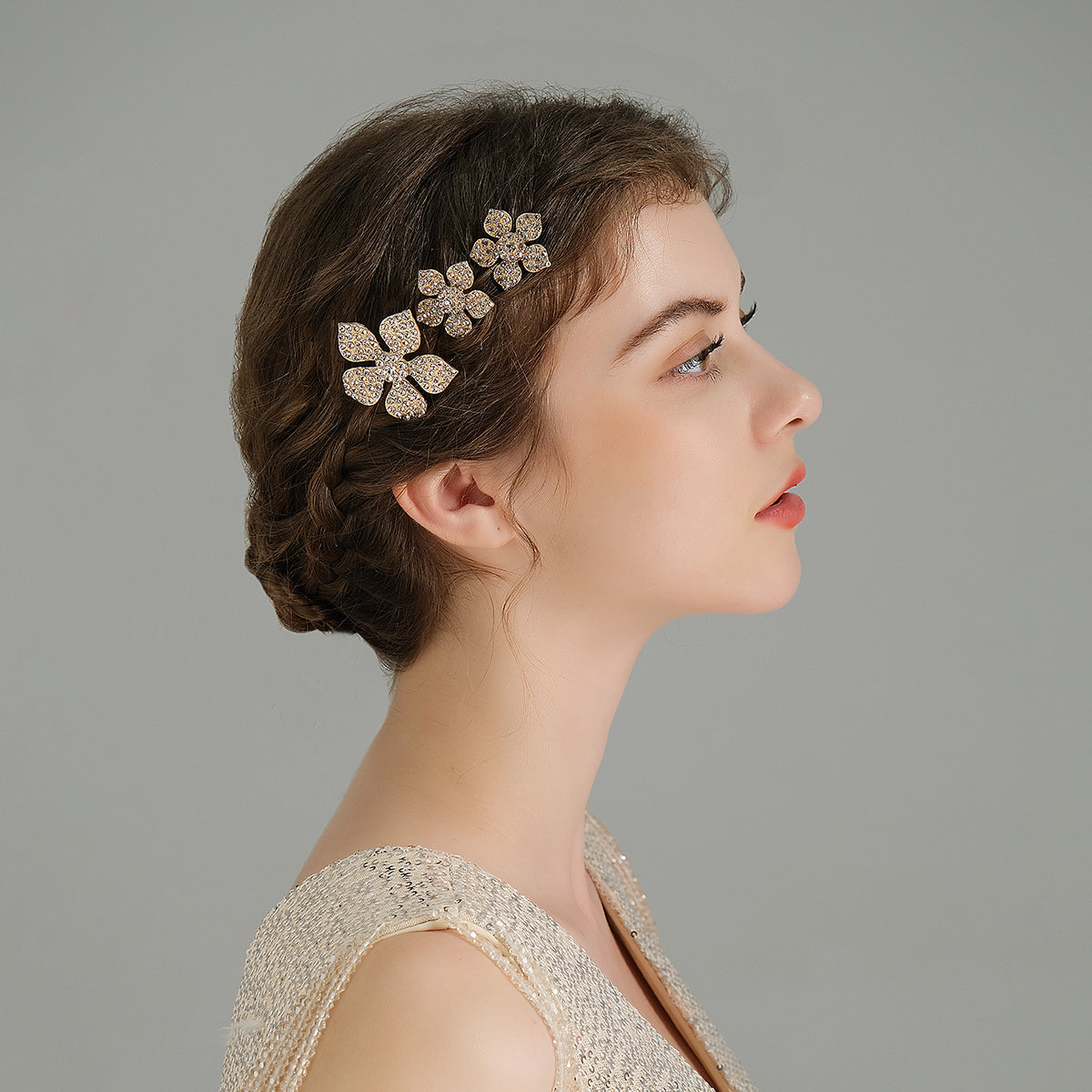 Miallo Exquisite Rhinestone Metal Flower Hair Pins Jewelry Wedding Bride Hair Accessories (3 pcs/pack) HS-J6151