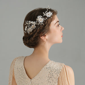 Miallo Rhinestone crystal Wedding Hair Comb Handmade Vintage U Shaped Hairpins Resin Flower Wedding Pearl Jewelry Sets(3 pcs/set) HS-J6424