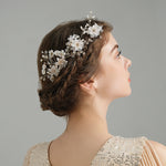 Load image into Gallery viewer, Miallo Rhinestone crystal Wedding Hair Comb Handmade Vintage U Shaped Hairpins Resin Flower Wedding Pearl Jewelry Sets(3 pcs/set) HS-J6424
