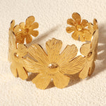 Load image into Gallery viewer, Miallo New Arrival Stainless Steel 18k Gold Plated Bangles Women Creative Fashion Sunflower Hand Jewelry BS-J5553G

