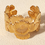 Load image into Gallery viewer, Miallo Vintage Simple Flower Shape Opening Bangles 18K Real Gold Plating Stainless Steel BanglesTrendy Personality Ladies Hand Jewelry BS-J5556G
