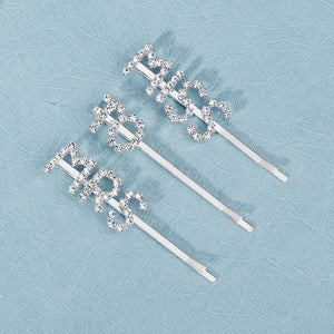 Miallo Exquisite Bling Crystal Hair Clip (3 pcs/pack) Letter Hair Accessories Elegant Bride Wedding Rhinestone Hair Jewelry HS-J6275