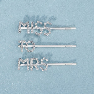 Miallo Exquisite Bling Crystal Hair Clip (3 pcs/pack) Letter Hair Accessories Elegant Bride Wedding Rhinestone Hair Jewelry HS-J6275