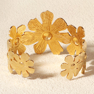 Miallo New Arrival Stainless Steel 18k Gold Plated Bangles Women Creative Fashion Sunflower Hand Jewelry BS-J5553G