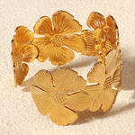 Load image into Gallery viewer, Miallo Vintage Simple Flower Shape Opening Bangles 18K Real Gold Plating Stainless Steel BanglesTrendy Personality Ladies Hand Jewelry BS-J5556G
