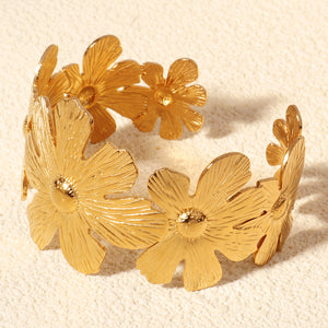 Miallo New Arrival Stainless Steel 18k Gold Plated Bangles Women Creative Fashion Sunflower Hand Jewelry BS-J5553G