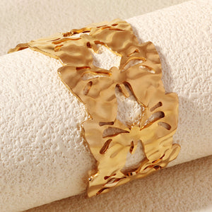Miallo Exquisite Creative butterfly Shape Opening Bangles Stainless Steel 18k Gold Plated Hand Jewelry Fashion Personality Women Bangles BS-J5554G