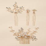 Load image into Gallery viewer, Miallo Gold 4Pcs/set Ceramic Flower Bridal Hair Comb Pin Handmade Rhinestone Pearl Side Comb Wedding Set Elegant Fashion Hair Jewelry HS-J7073G
